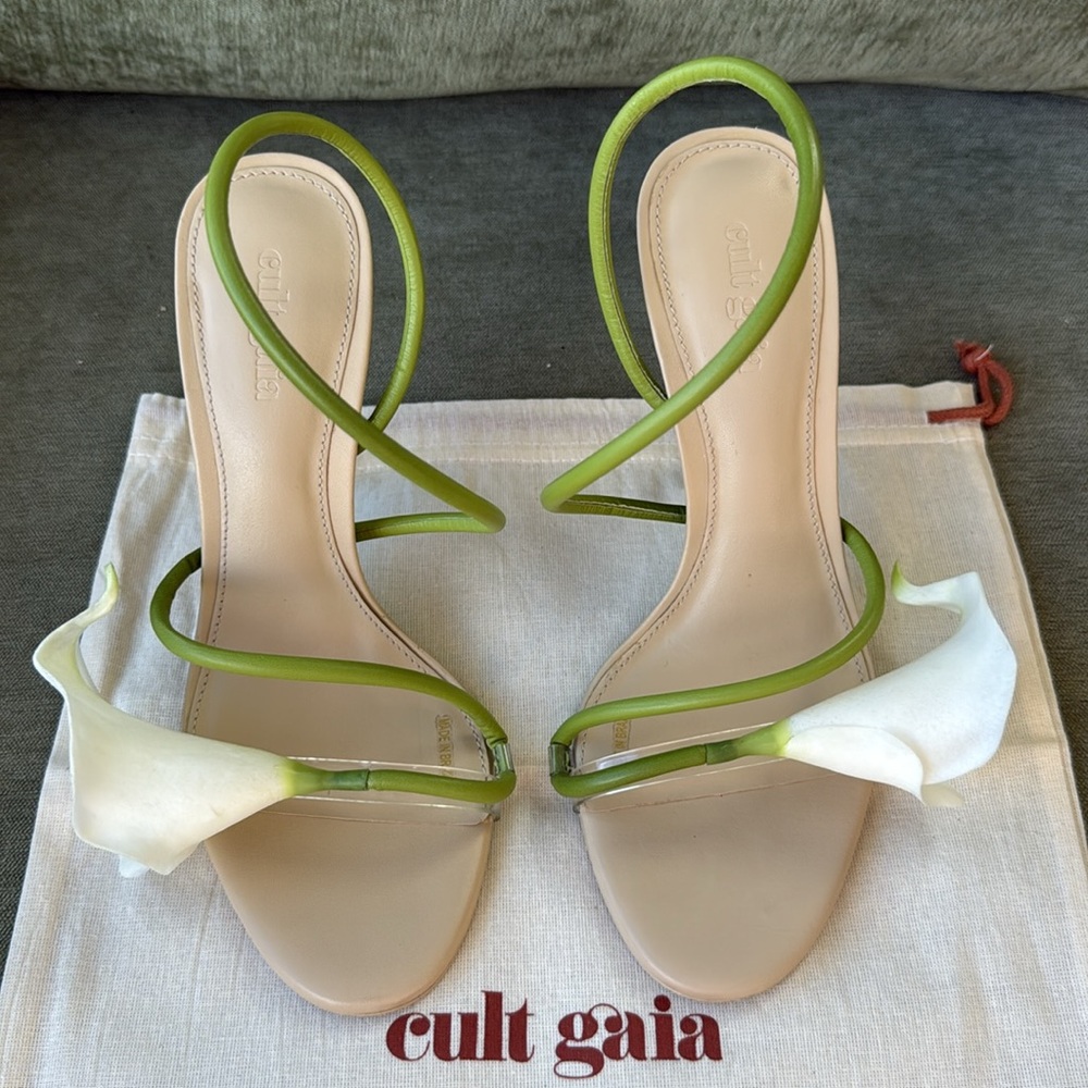 Cult Gaia Cassidy Heels Calla Lily Floral Statement Stiletto Sandal 37.5 - Picture 4 of 12